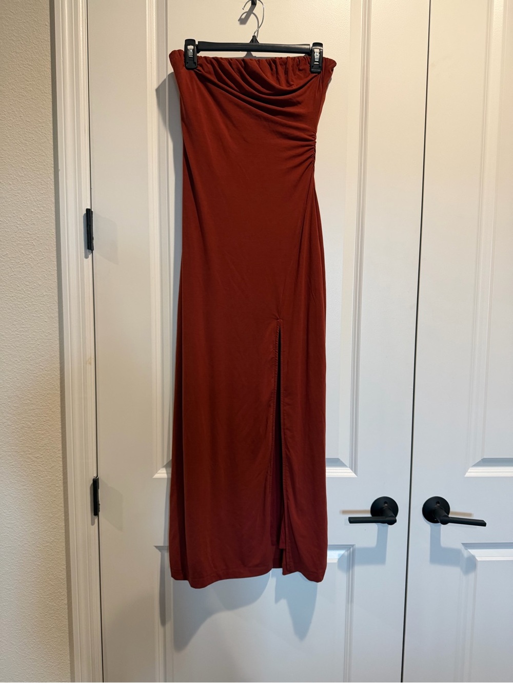 Free People Strapless Maxi Dress in Deep Rust